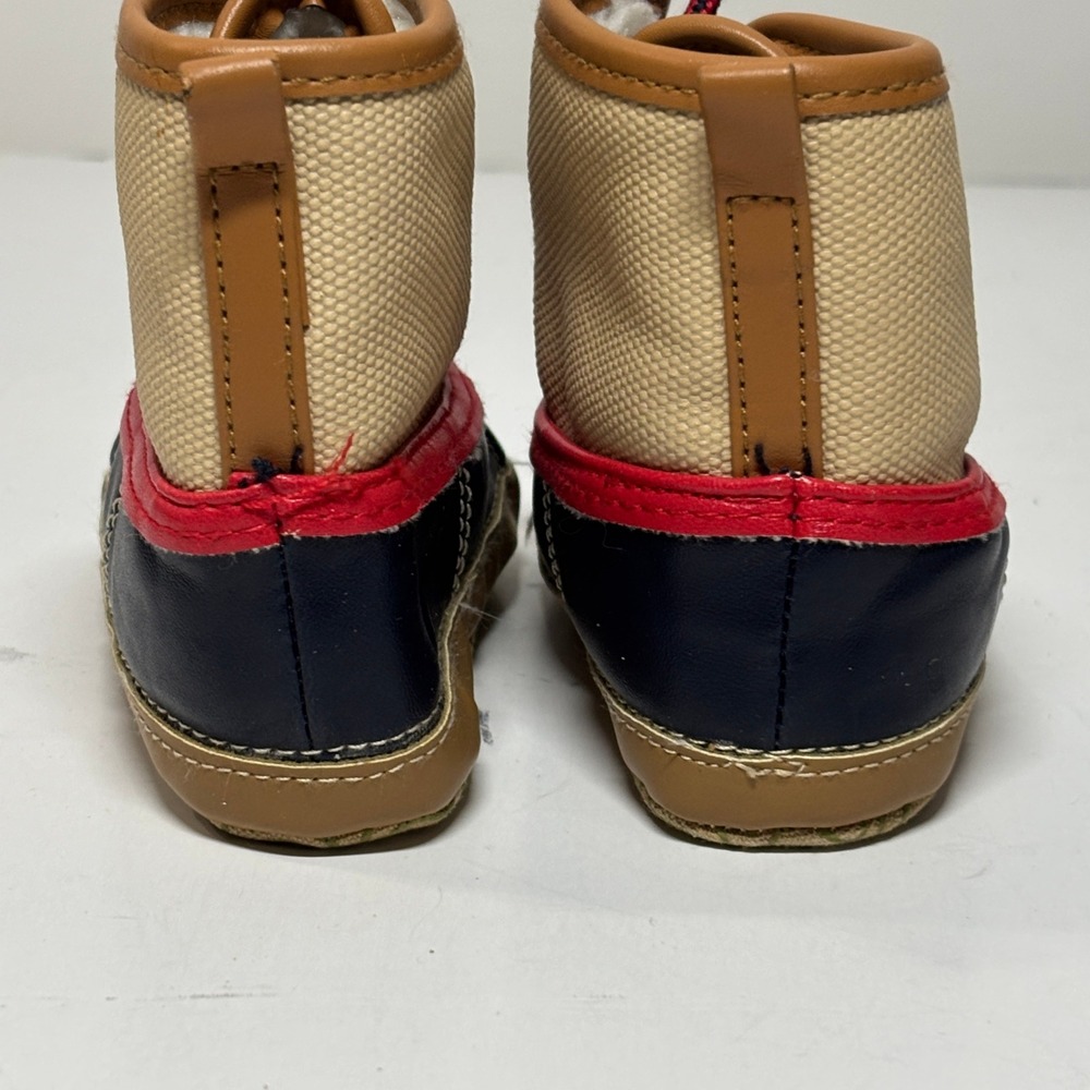 Baby Gap Snow Boots Kids 6-12M Ivory Frost Navy Tan Red Duck Boots - Picture 3 of 7